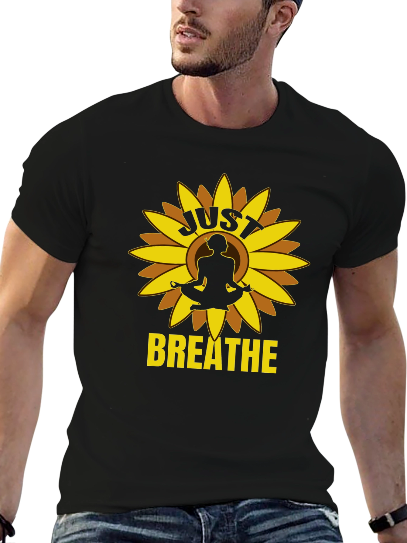 Just Breathe Yoga Sunflower Graphic Tee