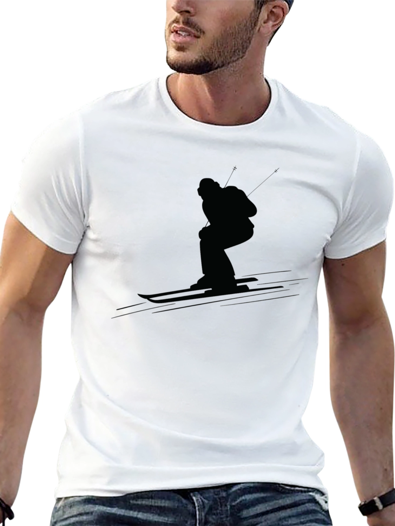 Black Skiing Silhouette T-Shirt