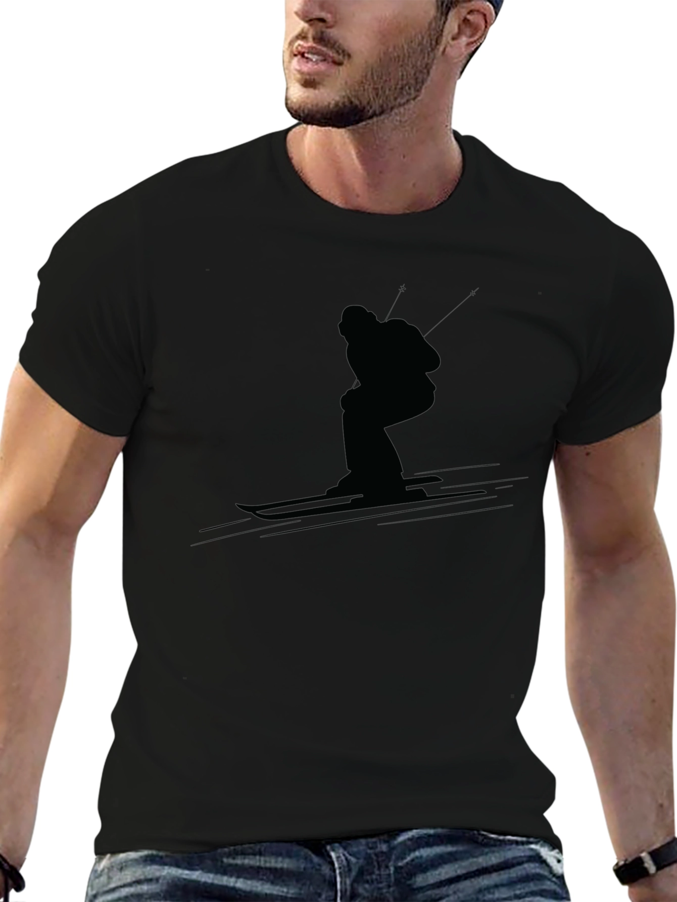 Black Skiing Silhouette T-Shirt
