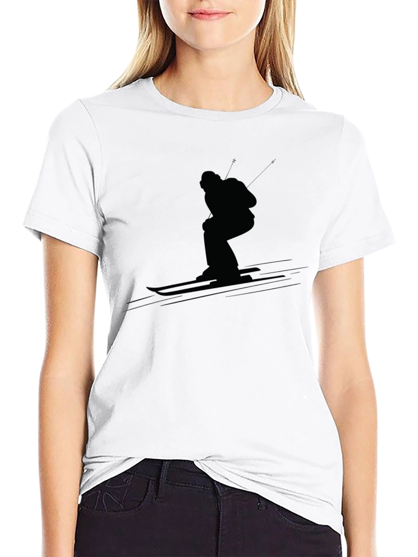 Black Skiing Silhouette T-Shirt