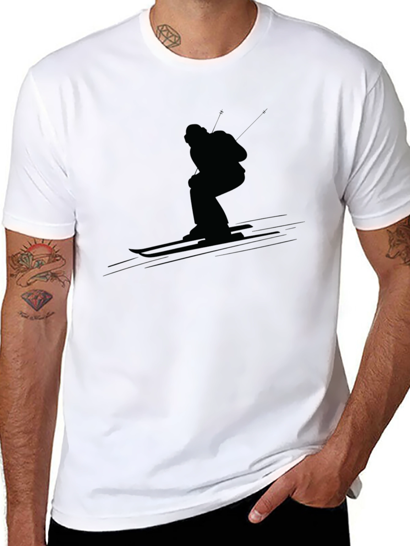 Black Skiing Silhouette T-Shirt