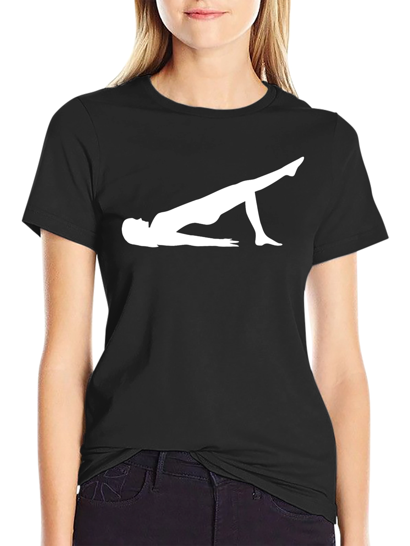 Pilates Pose Black T-Shirt - Unisex