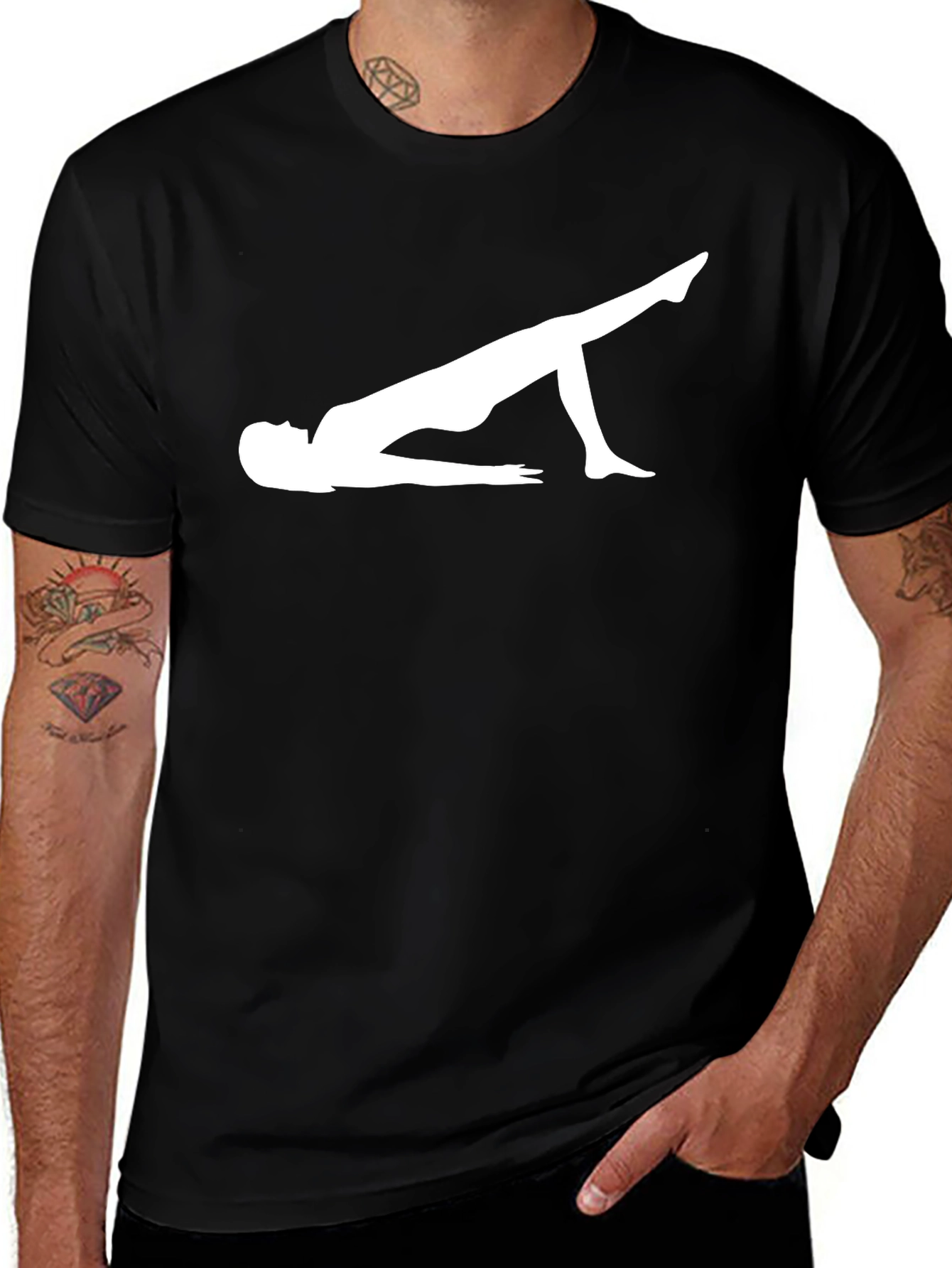 Pilates Pose Black T-Shirt - Unisex