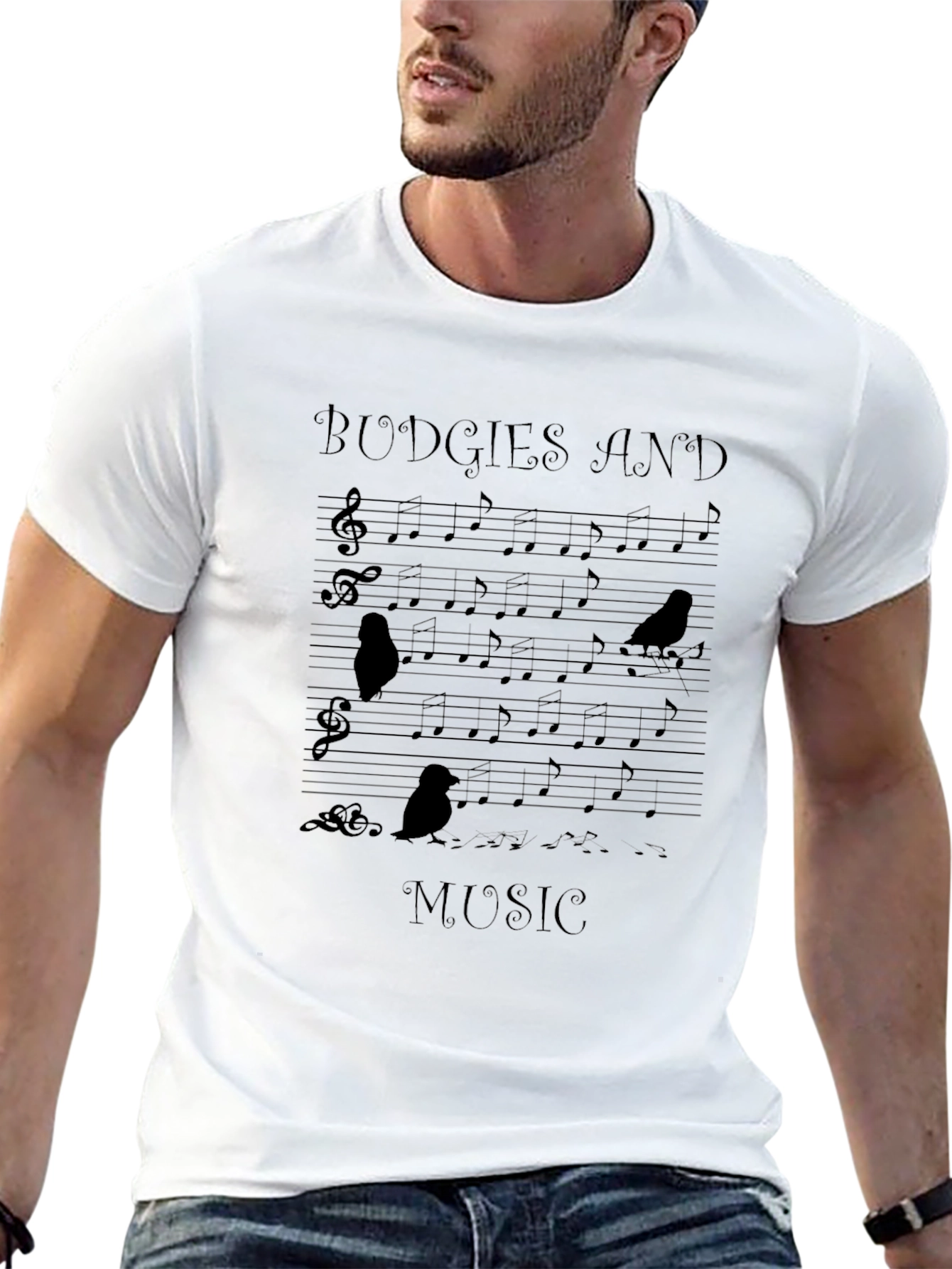 Budgies and Music Graphic T-Shirt - Unisex Tee