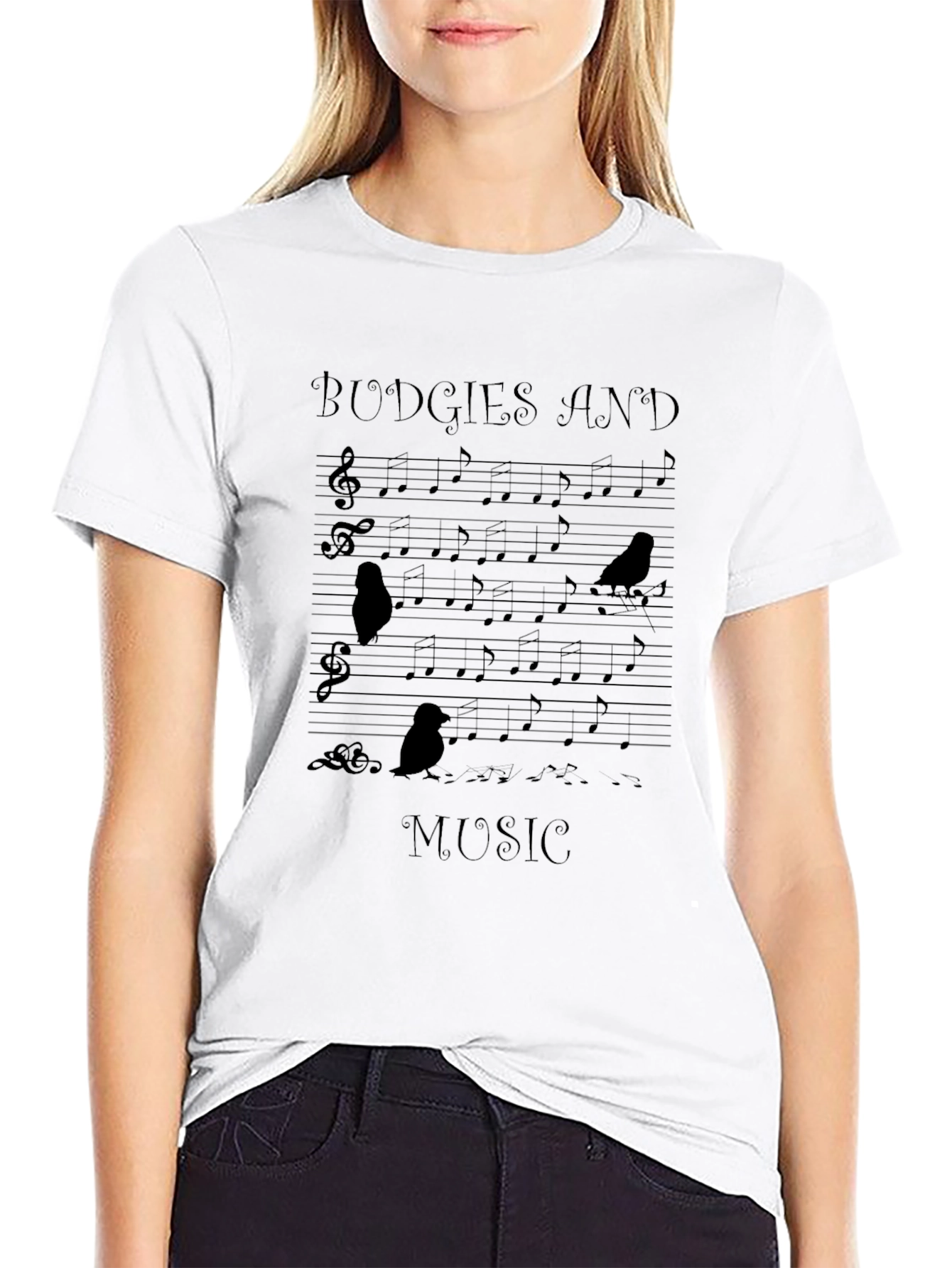 Budgies and Music Graphic T-Shirt - Unisex Tee