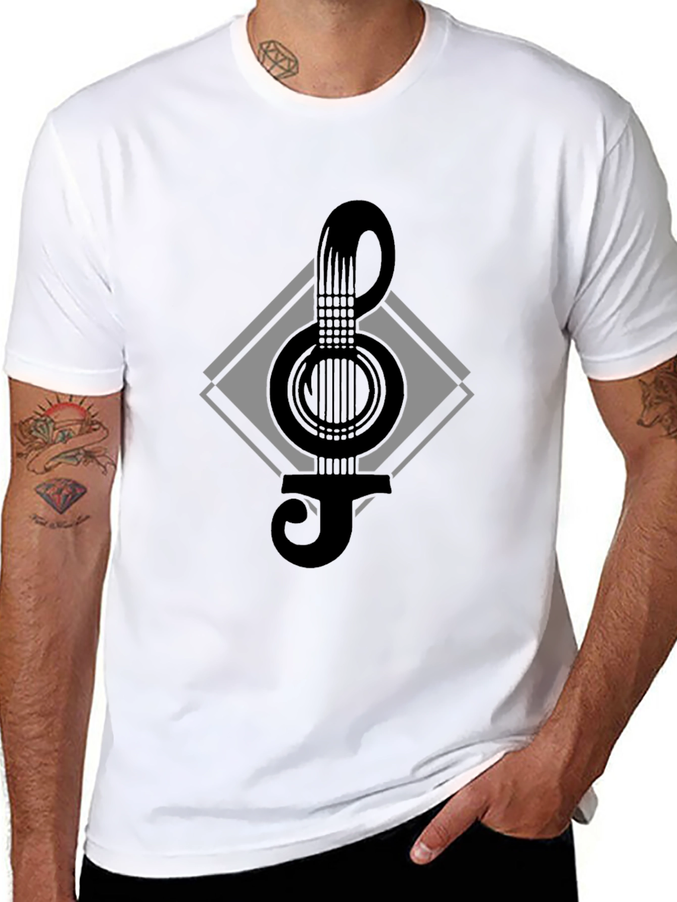 Musical Treble Clef Guitar Graphic Tee
