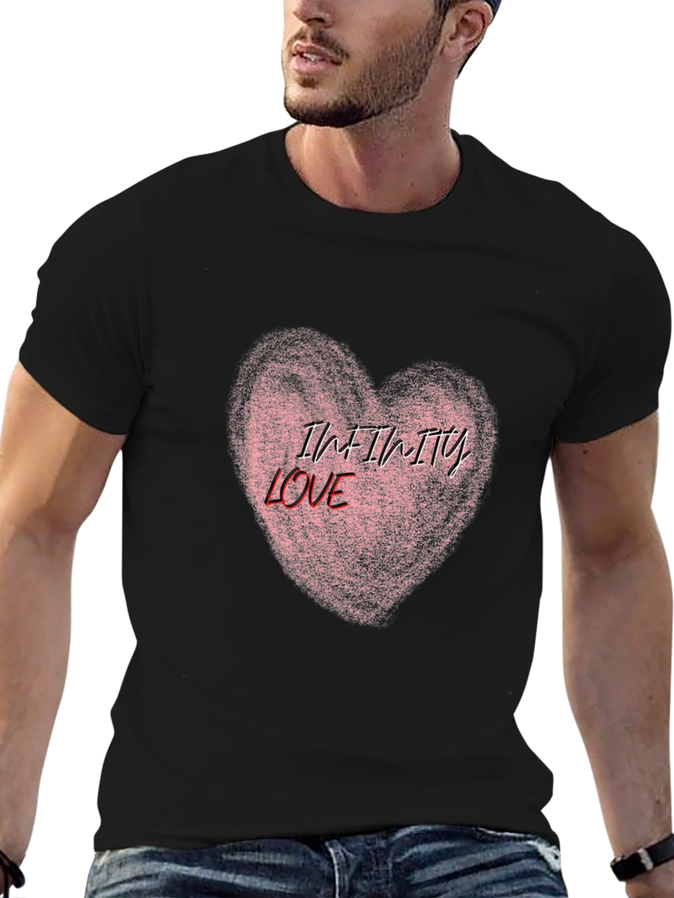 Infinity Love Heart Graphic Tee - Black