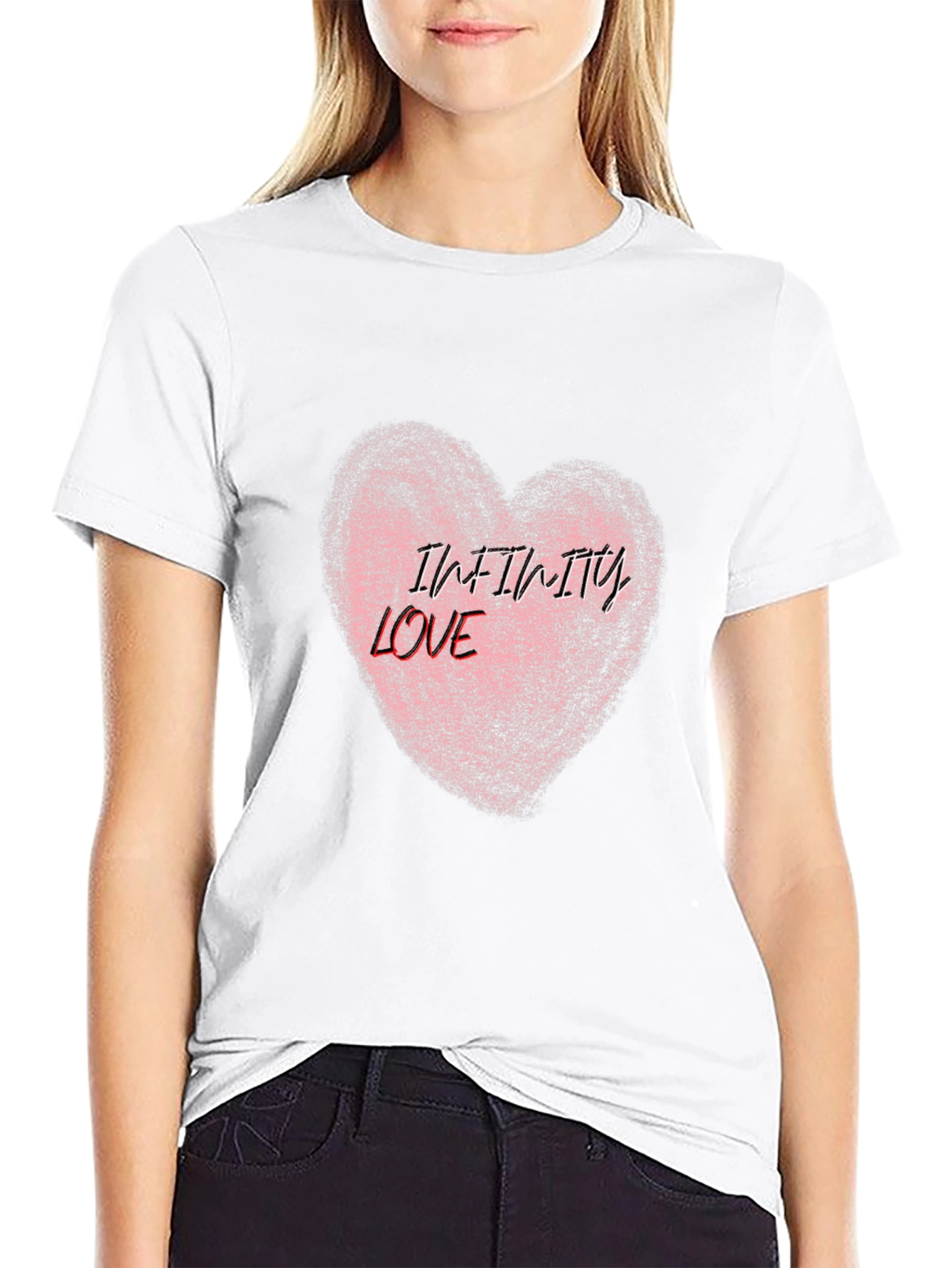 Infinity Love Heart Graphic Tee - Black