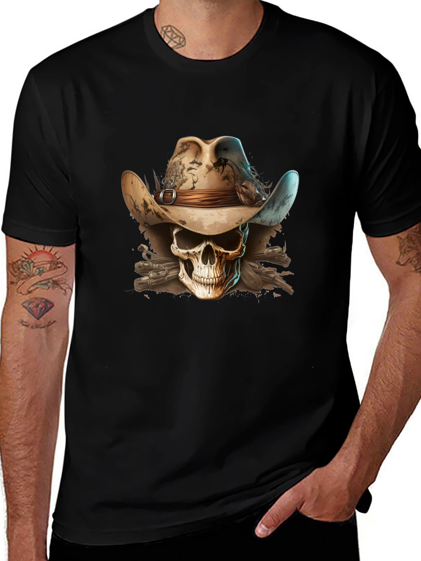 Skull Cowboy T-Shirt - Western Style