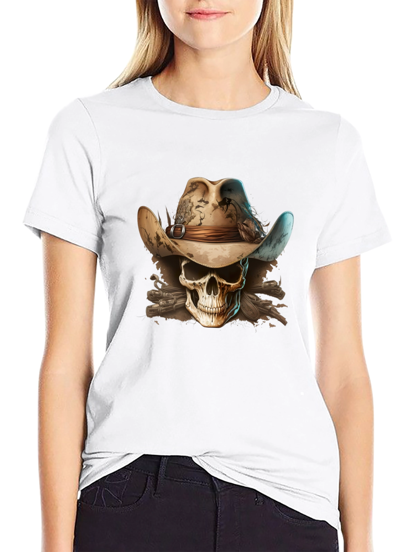 Skull Cowboy T-Shirt - Western Style