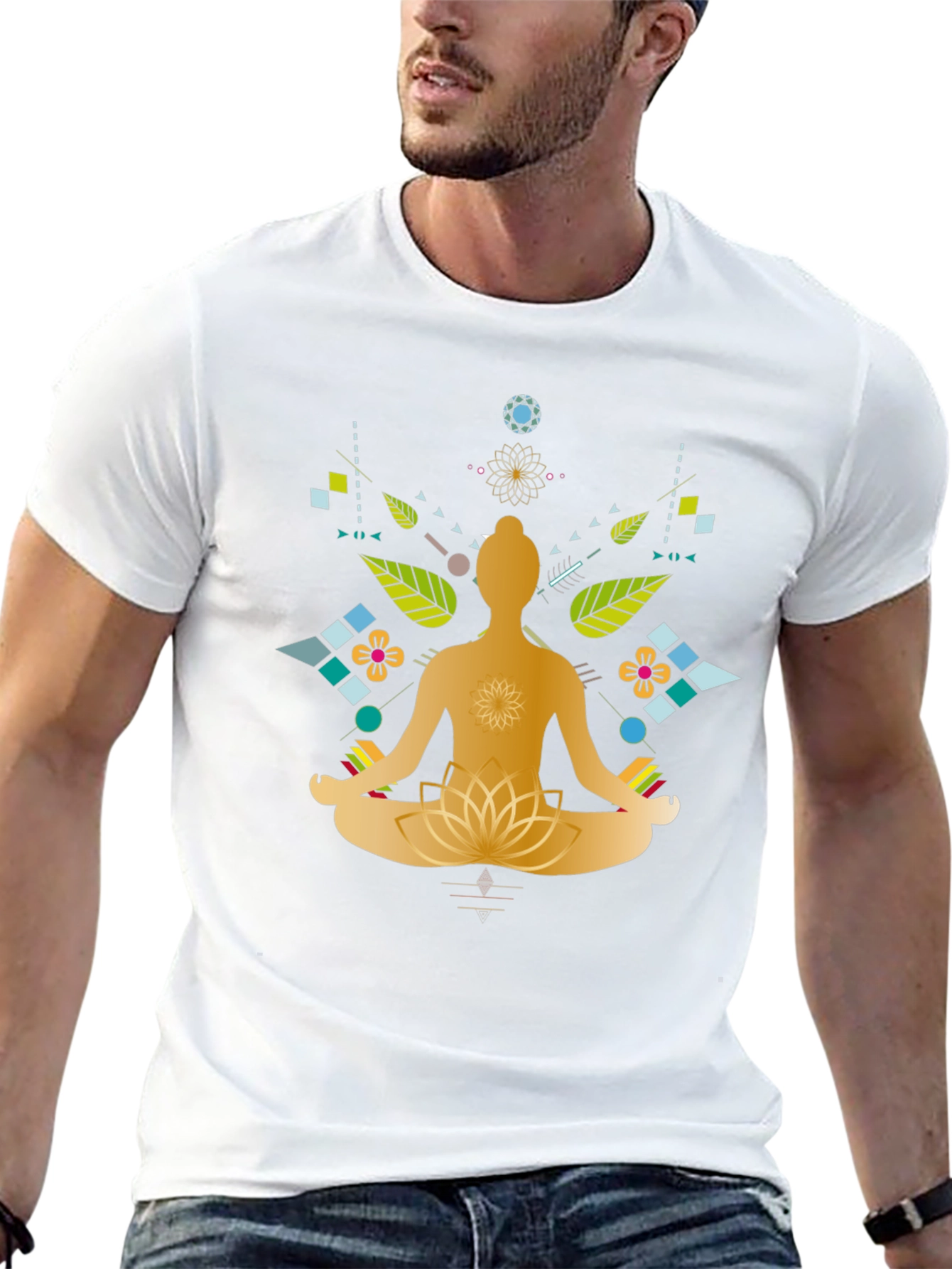 Meditative Lotus Graphic Tee - Black