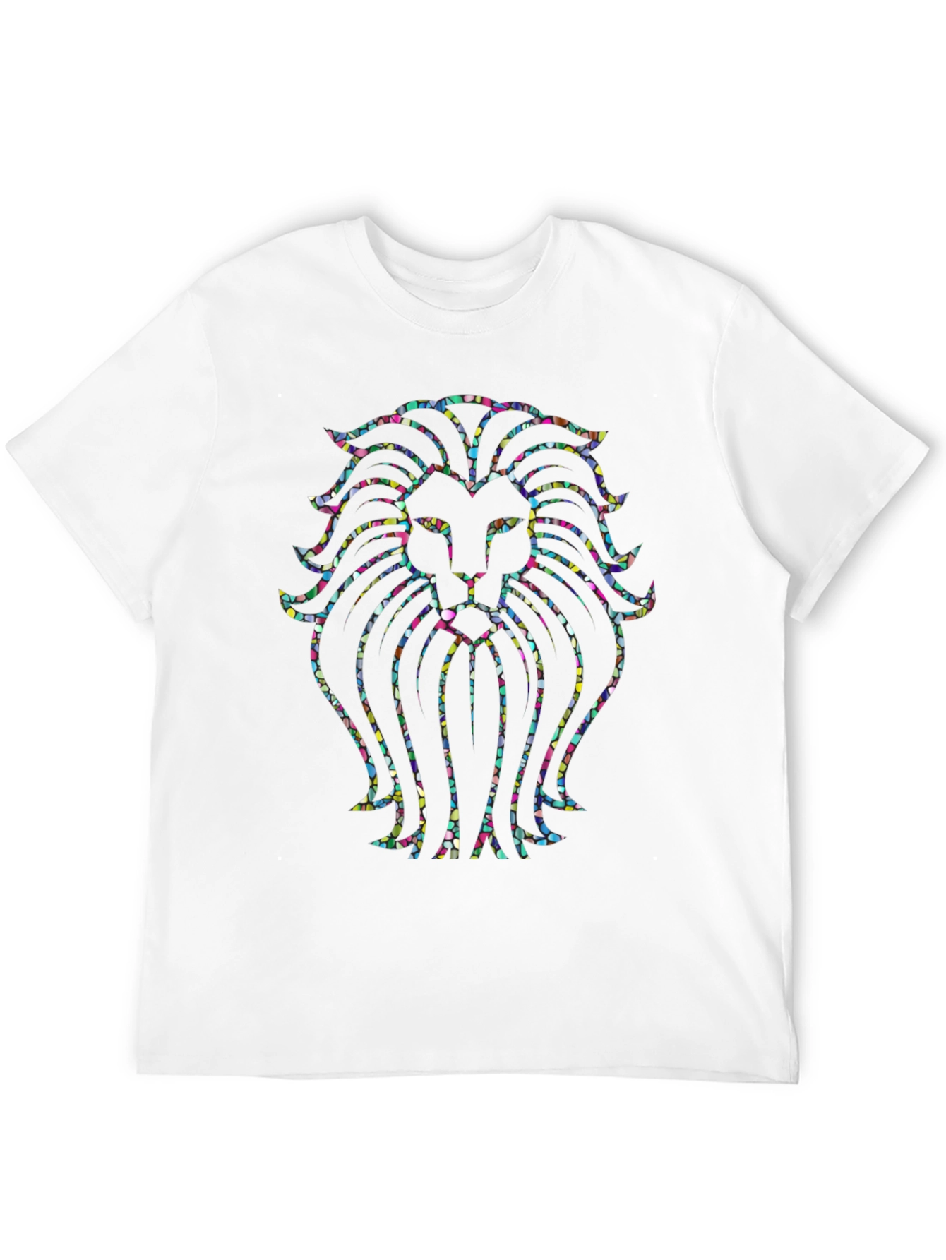 Vibrant Lion Head Graphic Tee - Black