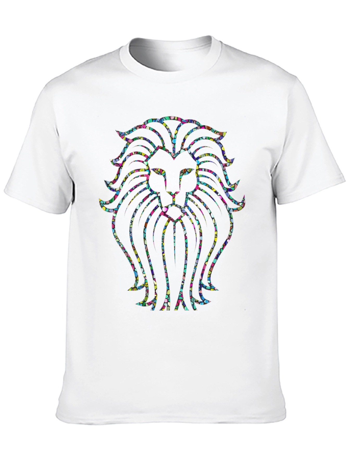 Vibrant Lion Head Graphic Tee - Black