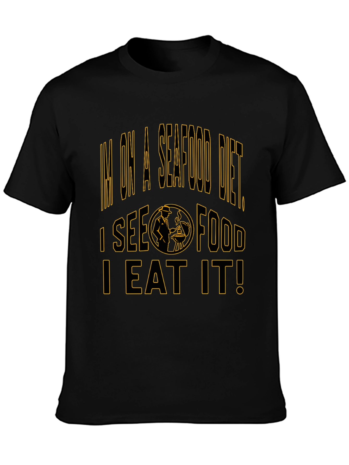 Seafood Diet Black T-Shirt Funny Foodie Graphic Tee