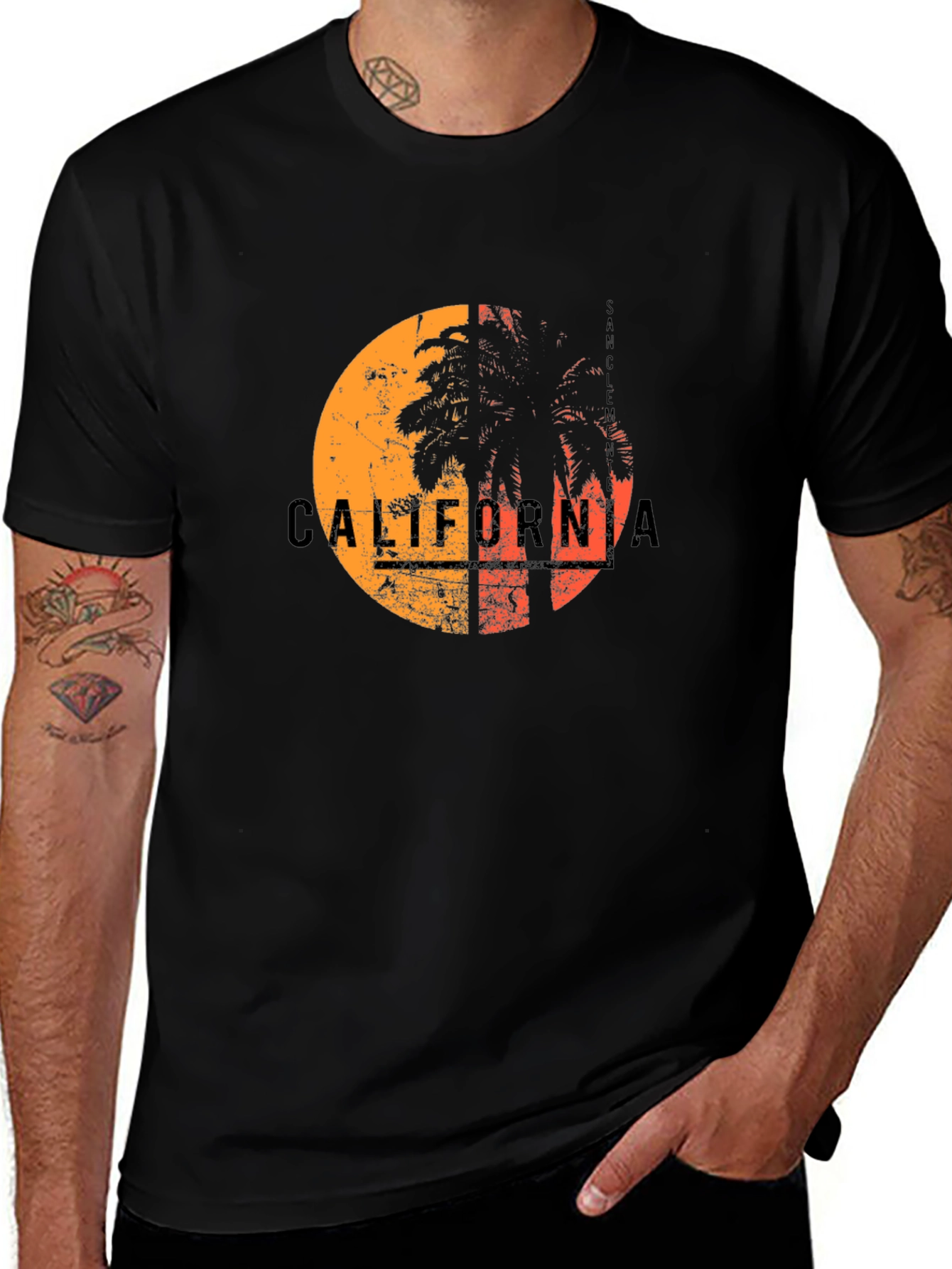 California Sunset Palm Tree Graphic T-Shirt