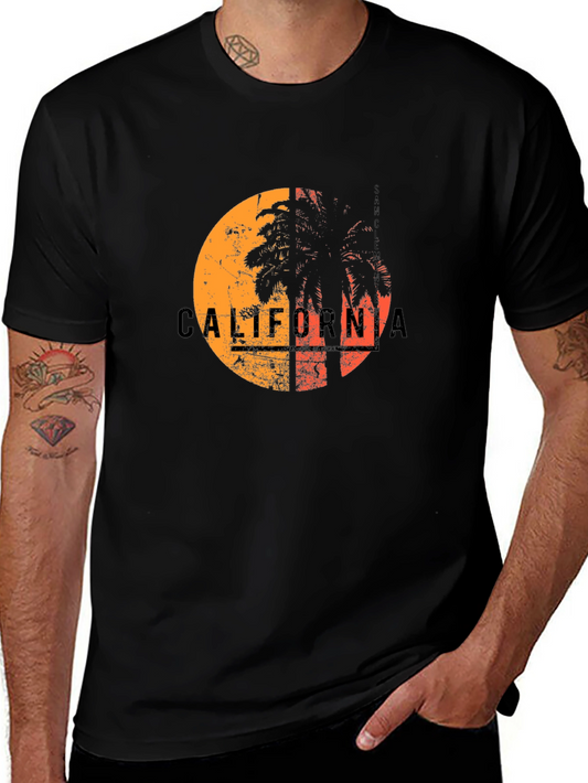 California Sunset Palm Tree Graphic T-Shirt