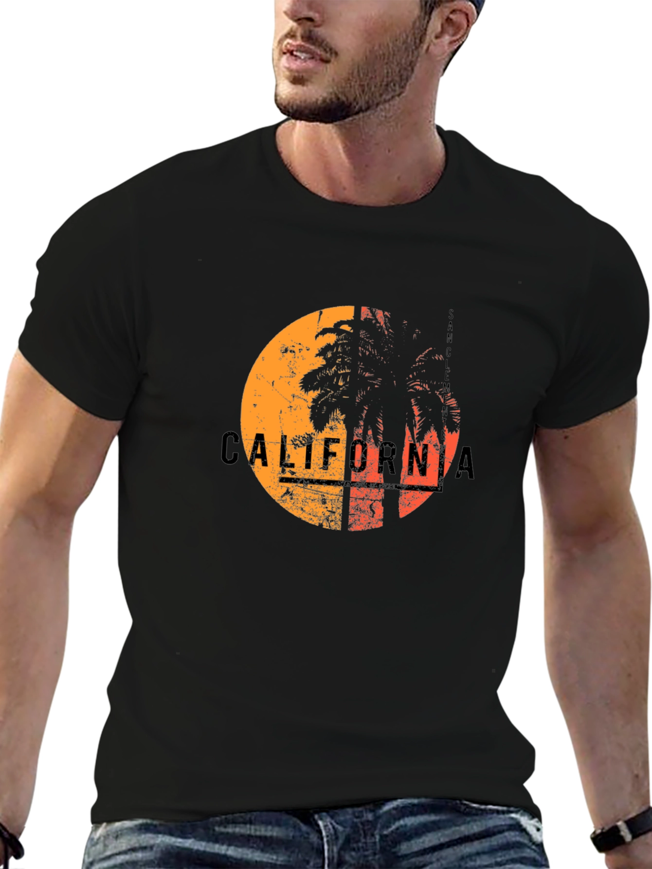 California Sunset Palm Tree Graphic T-Shirt