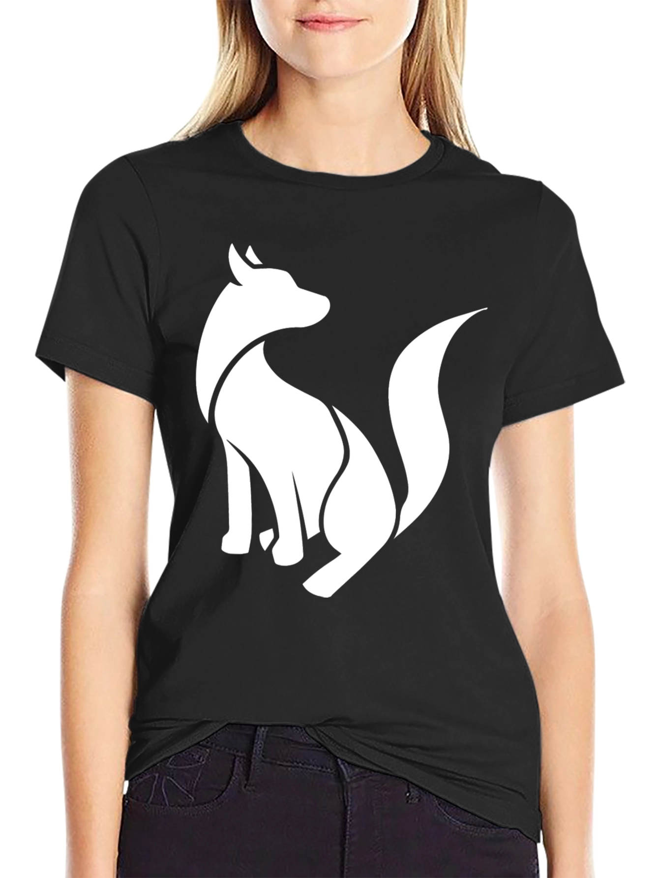 Modern Fox Graphic Black T-Shirt