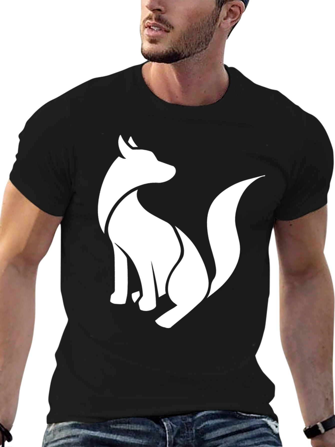Modern Fox Graphic Black T-Shirt