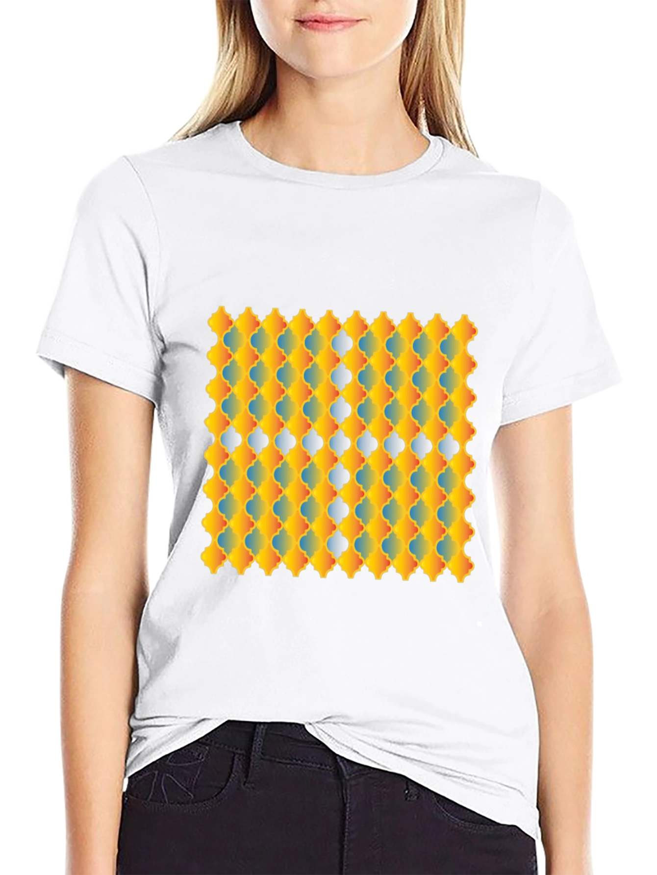 Geometric Patterned Graphic Tee - Modern Style