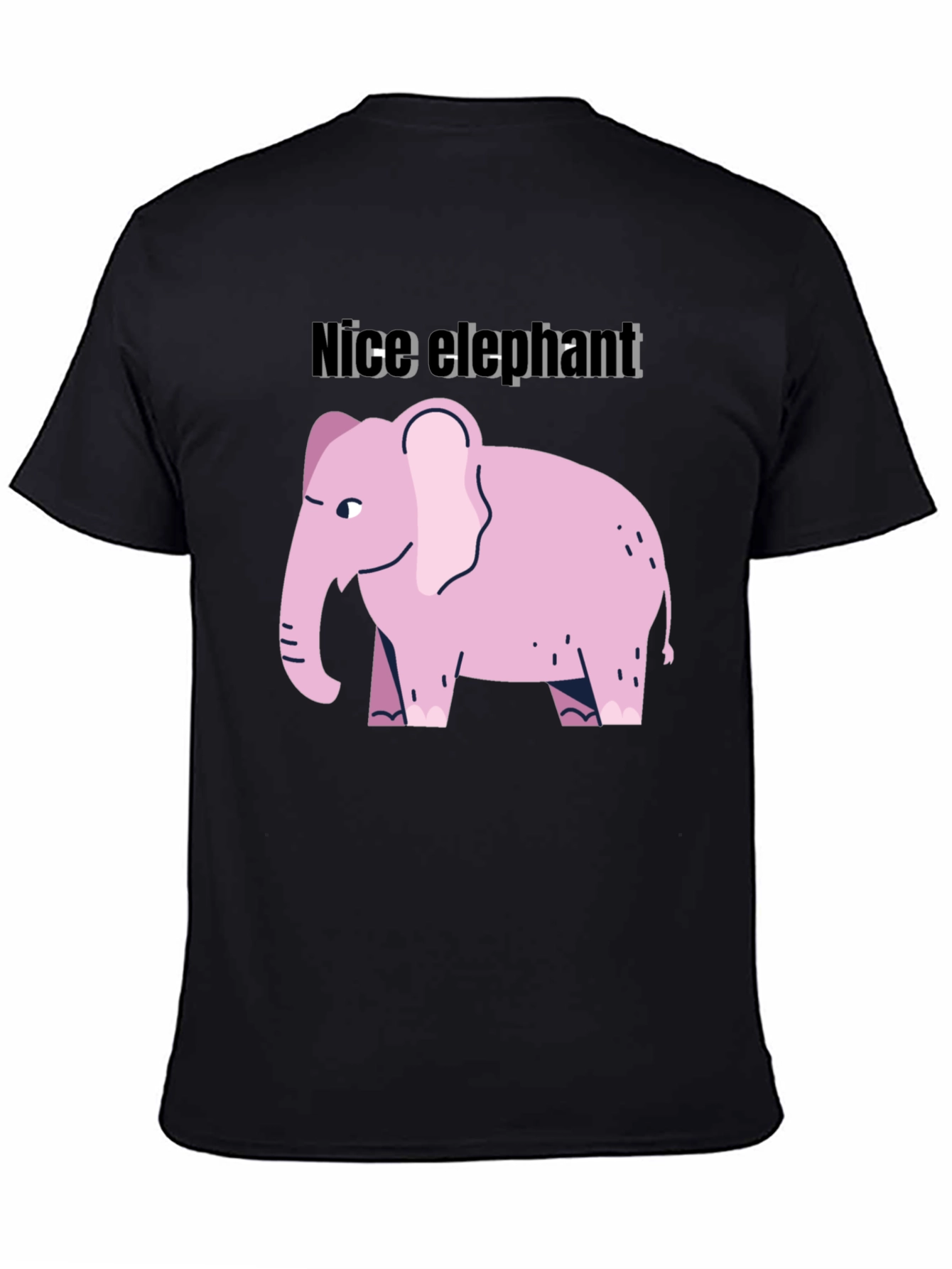 Nice Elephant Graphic Tee - Black Cotton Casual Shirt