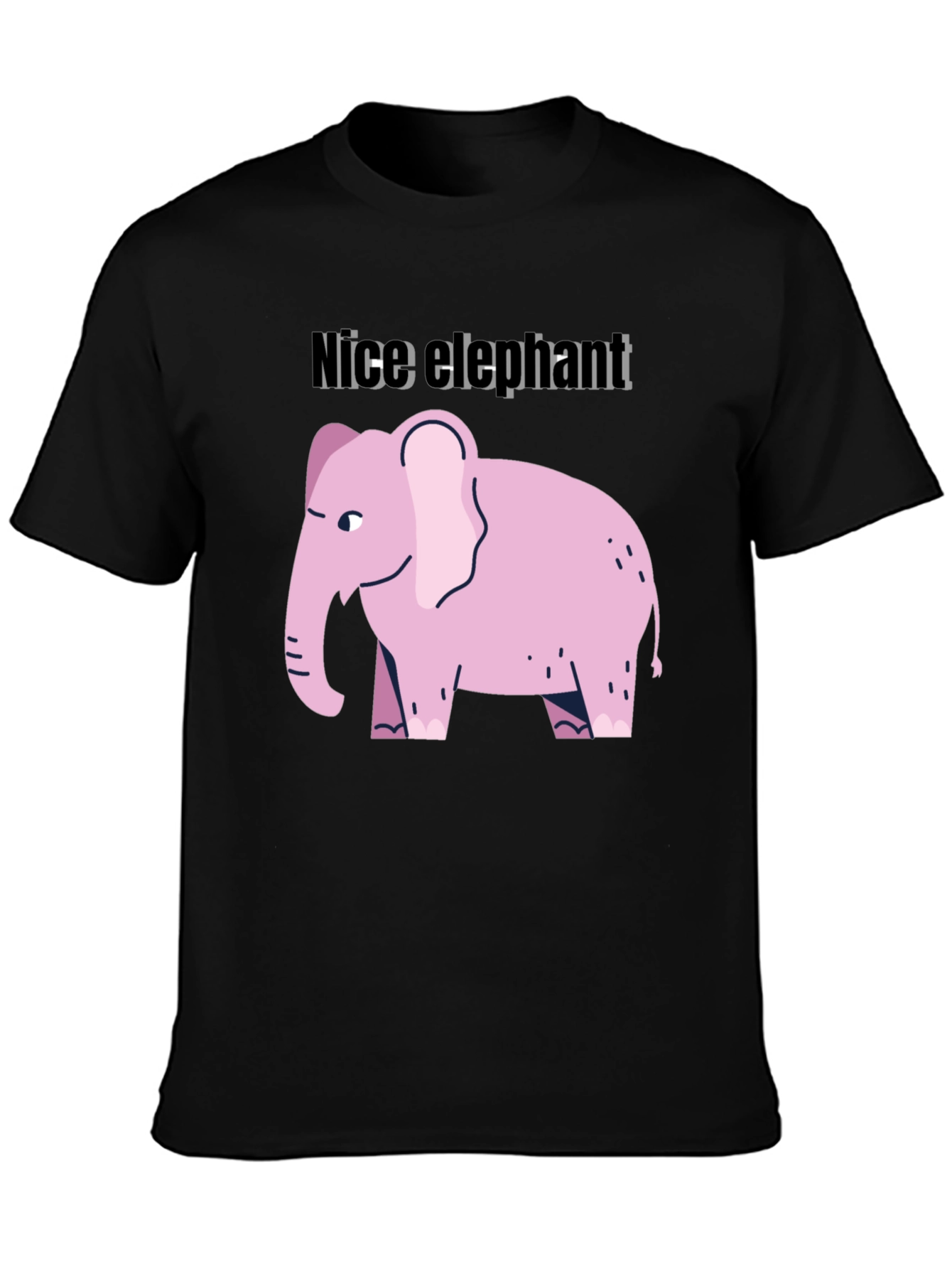 Nice Elephant Graphic Tee - Black Cotton Casual Shirt