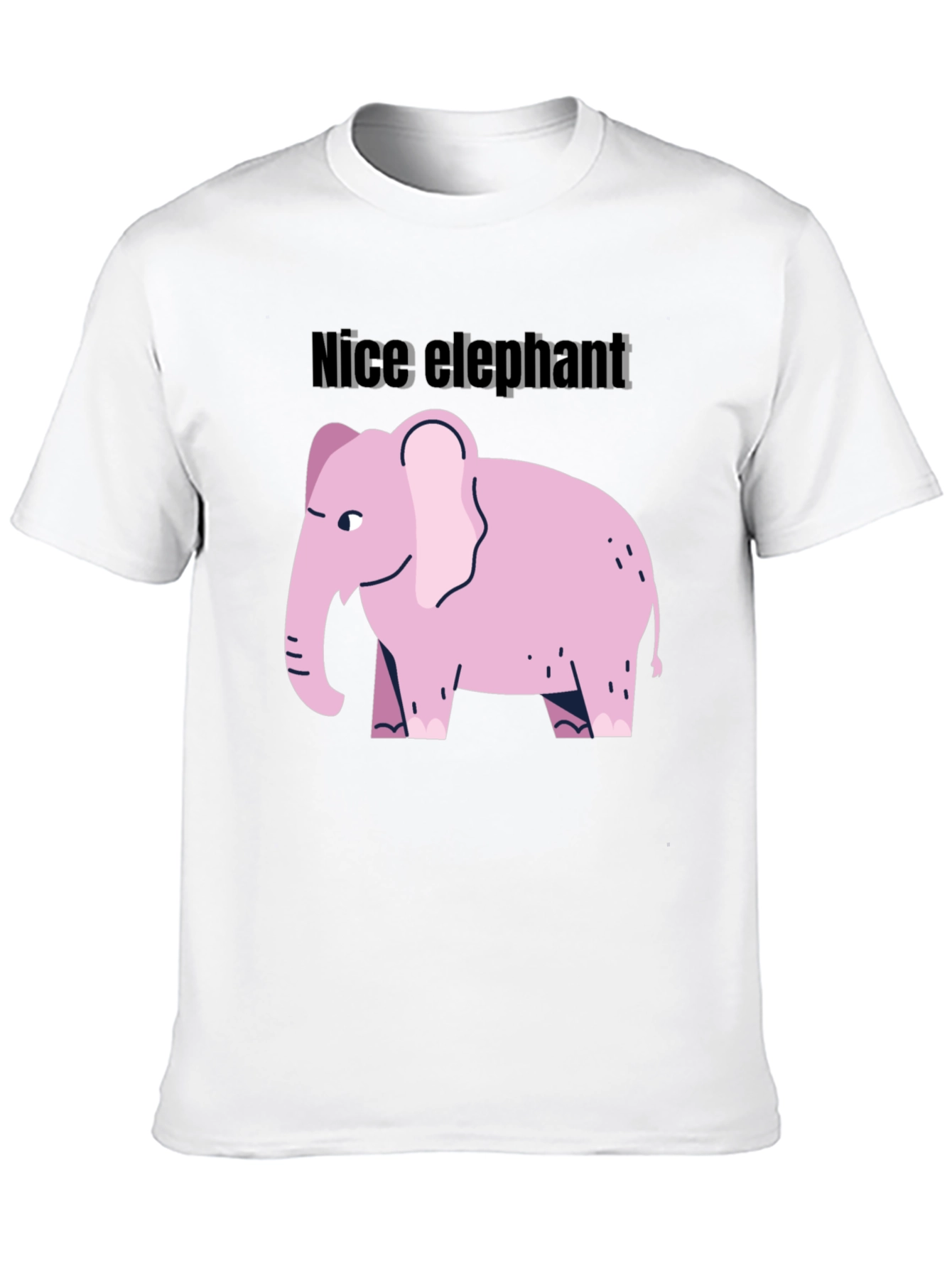 Nice Elephant Graphic Tee - Black Cotton Casual Shirt
