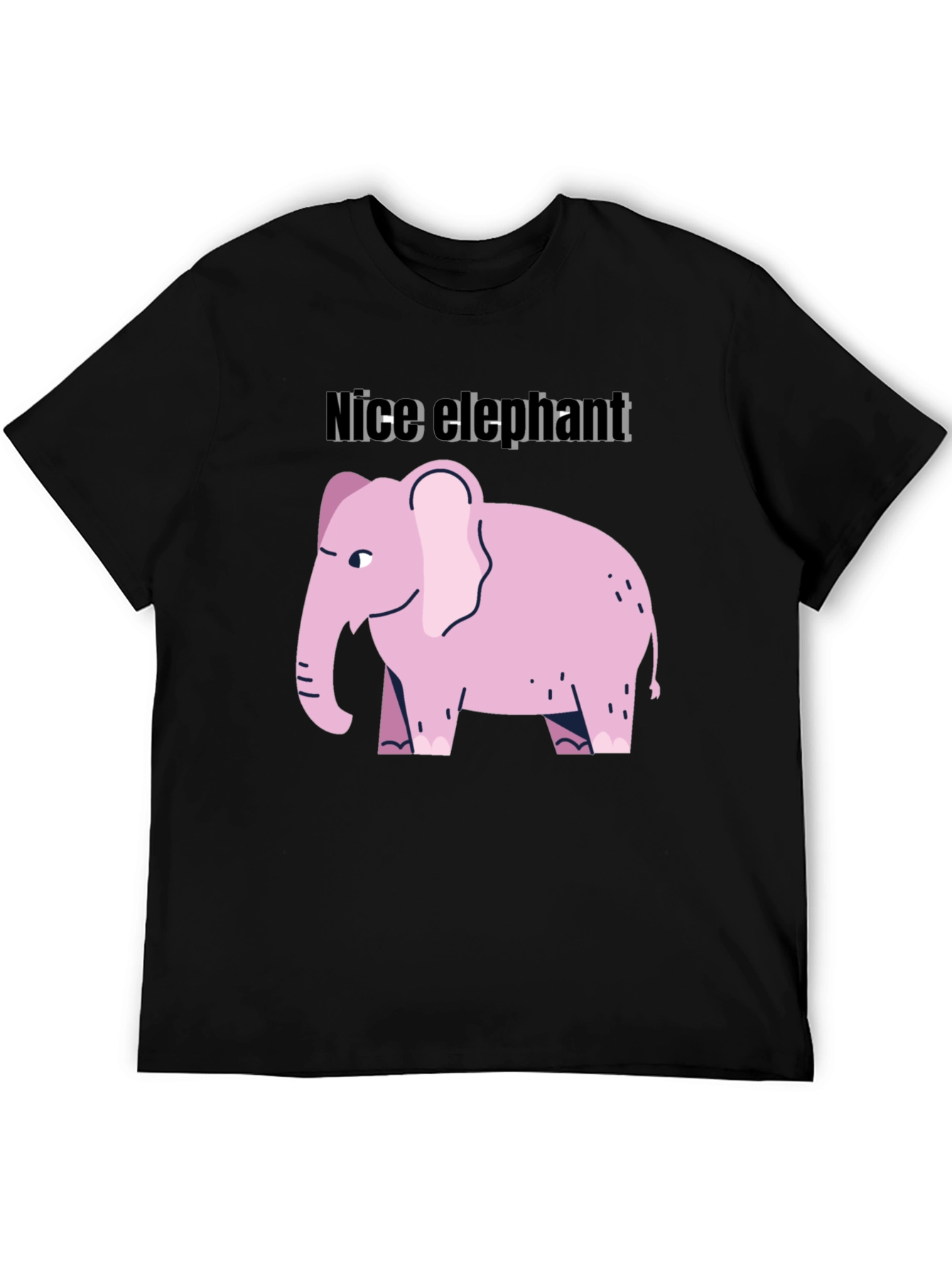 Nice Elephant Graphic Tee - Black Cotton Casual Shirt