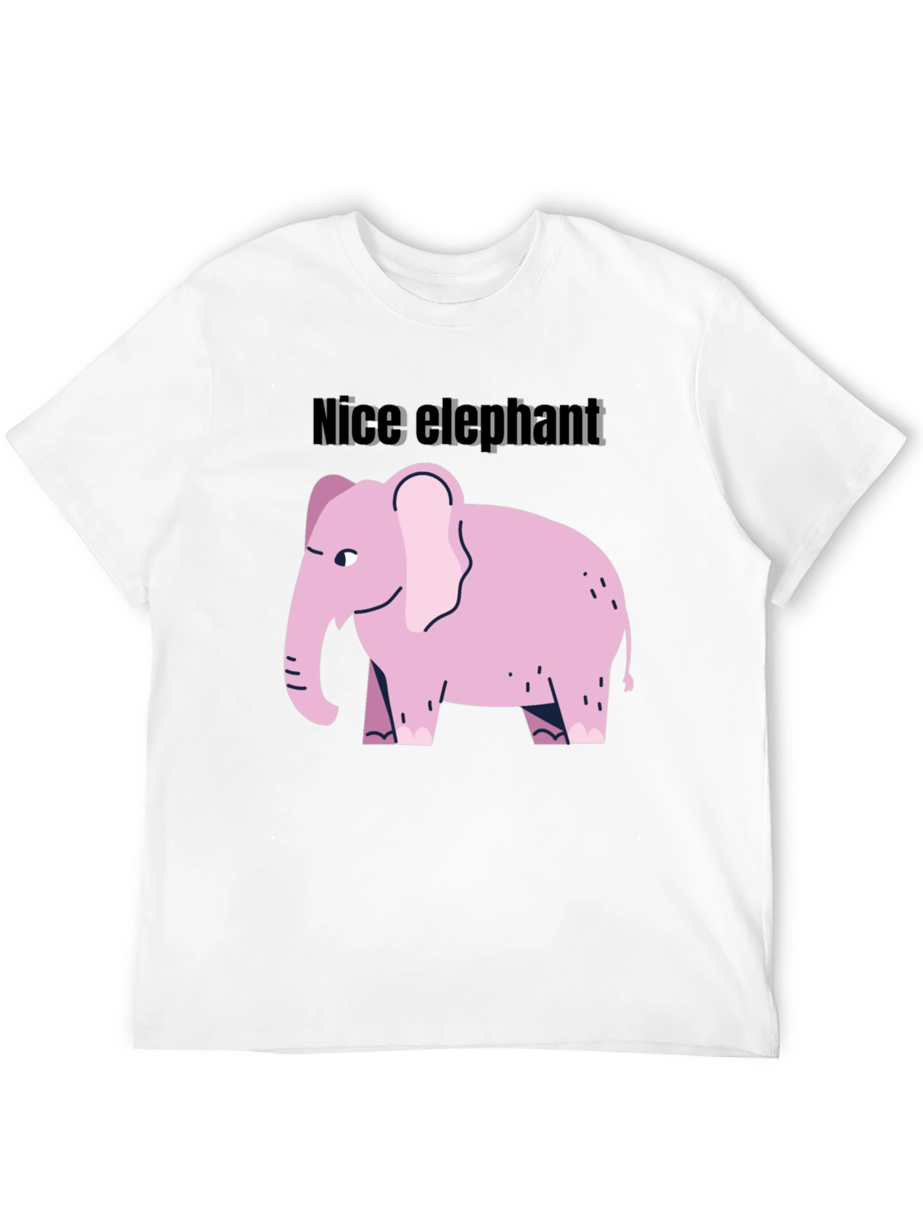 Nice Elephant Graphic Tee - Black Cotton Casual Shirt
