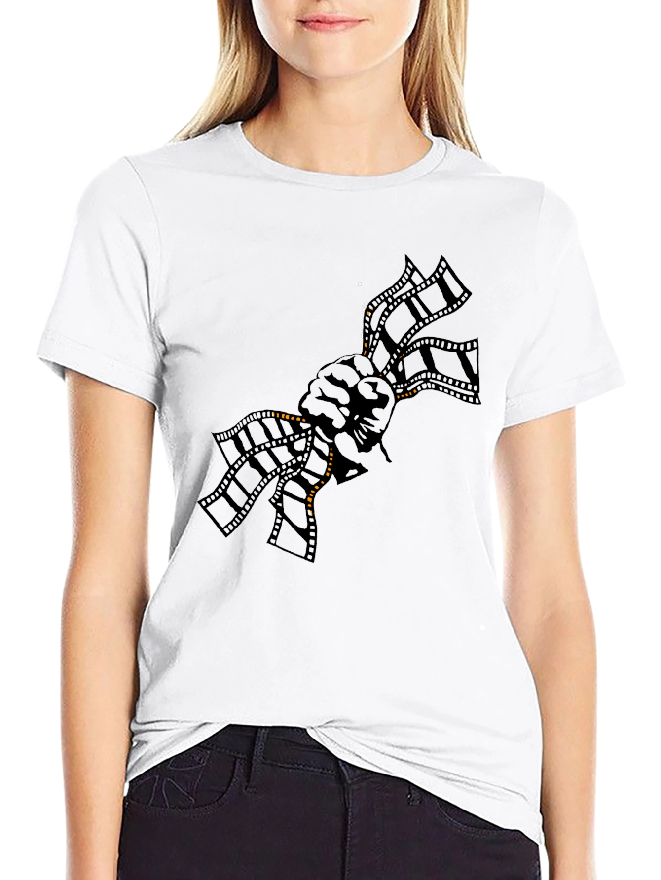 Graphic Print Black Crewneck T-Shirt
