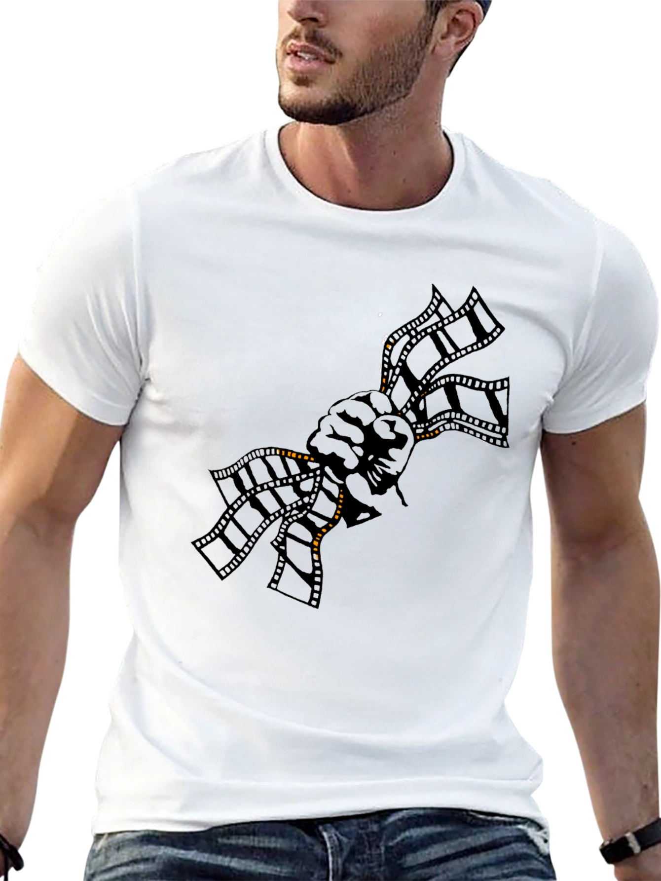 Graphic Print Black Crewneck T-Shirt