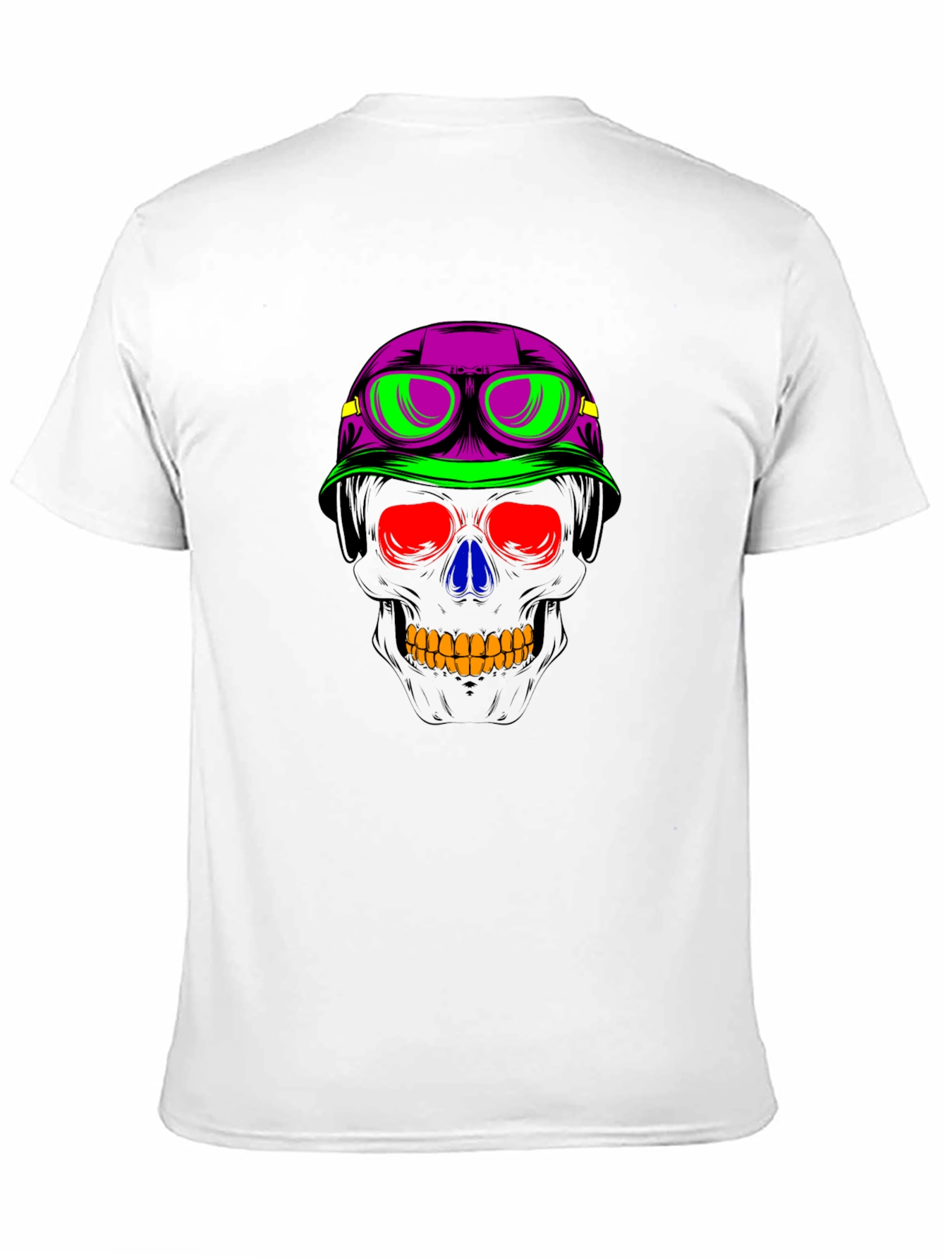 Neon Skull Biker Helmet Graphic Tee
