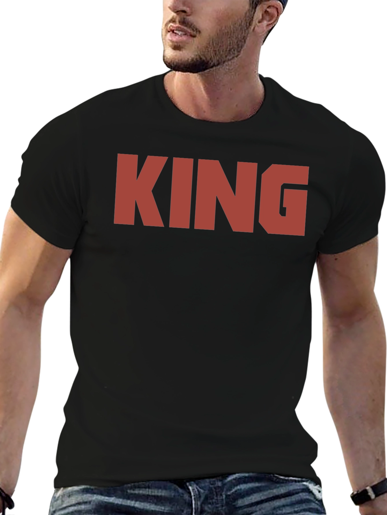 Bold King Graphic Tee - Black Crew Neck Shirt