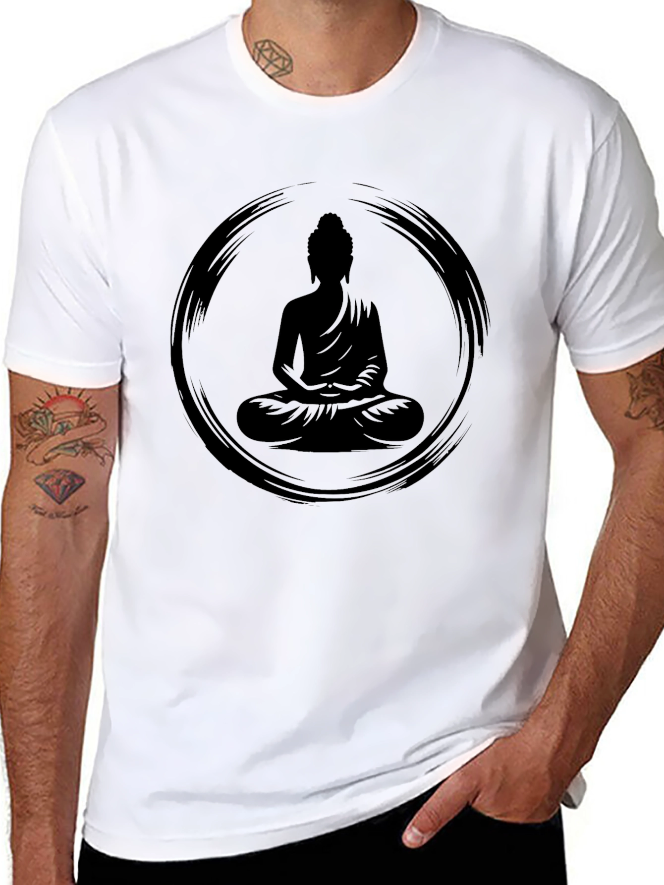 Buddha Zen Circle Graphic Tee - Black T-Shirt