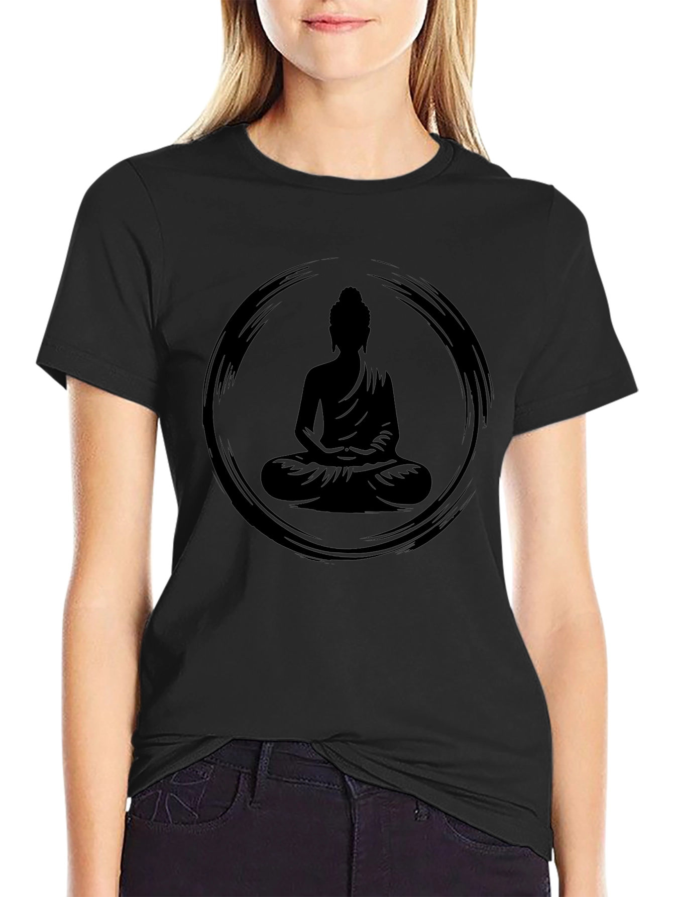 Buddha Zen Circle Graphic Tee - Black T-Shirt