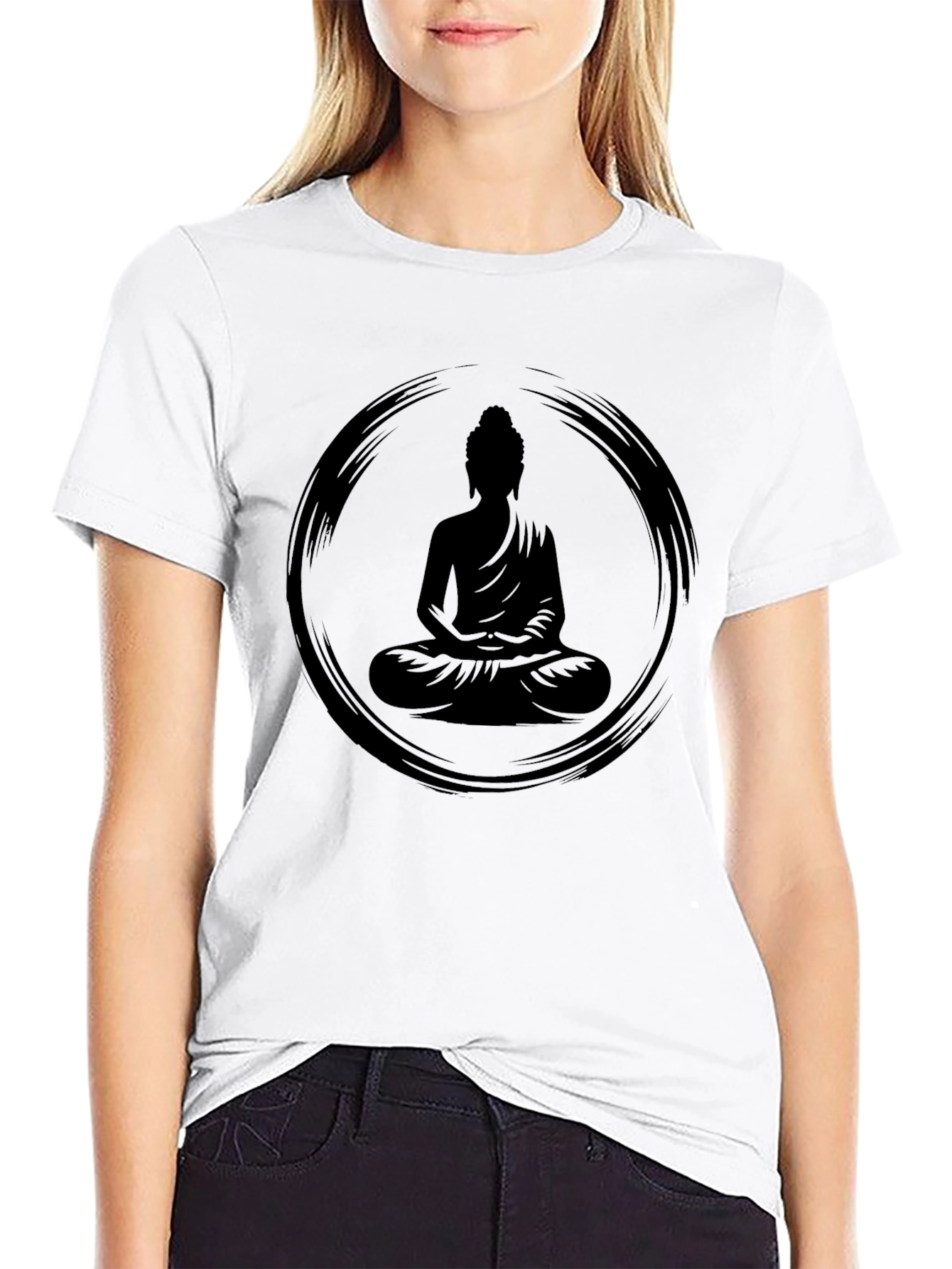 Buddha Zen Circle Graphic Tee - Black T-Shirt