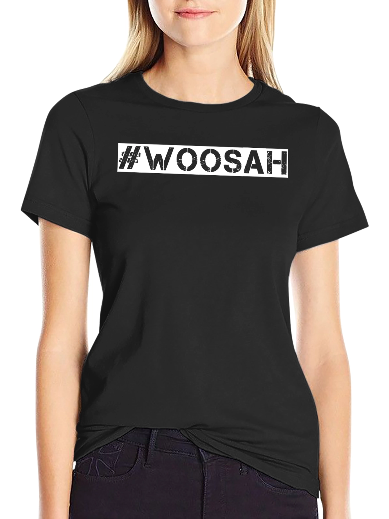 #Woosah Black Graphic Tee - Relax & Unwind