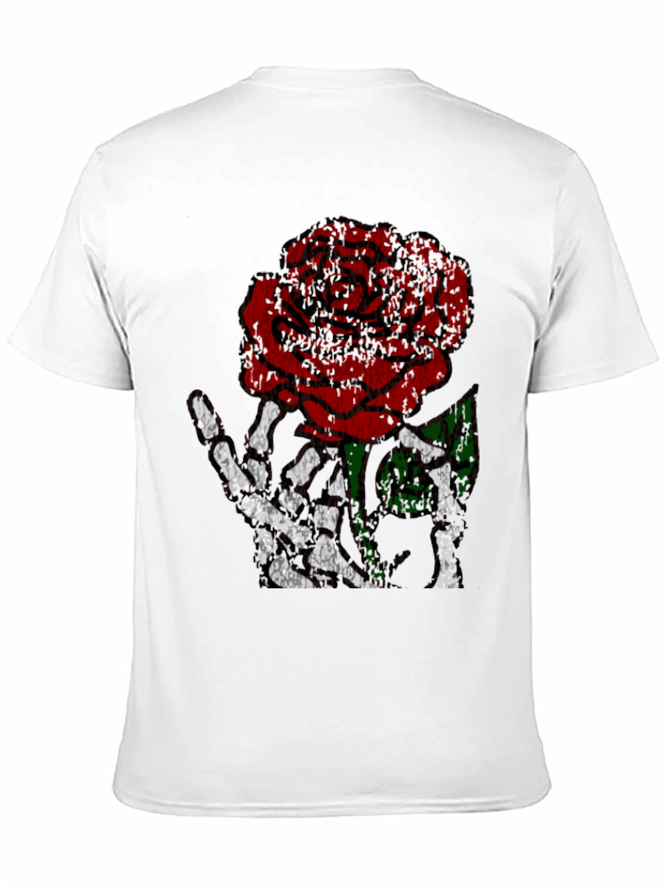 Rose Skeleton Hand Graphic Tee - Edgy Black T-Shirt