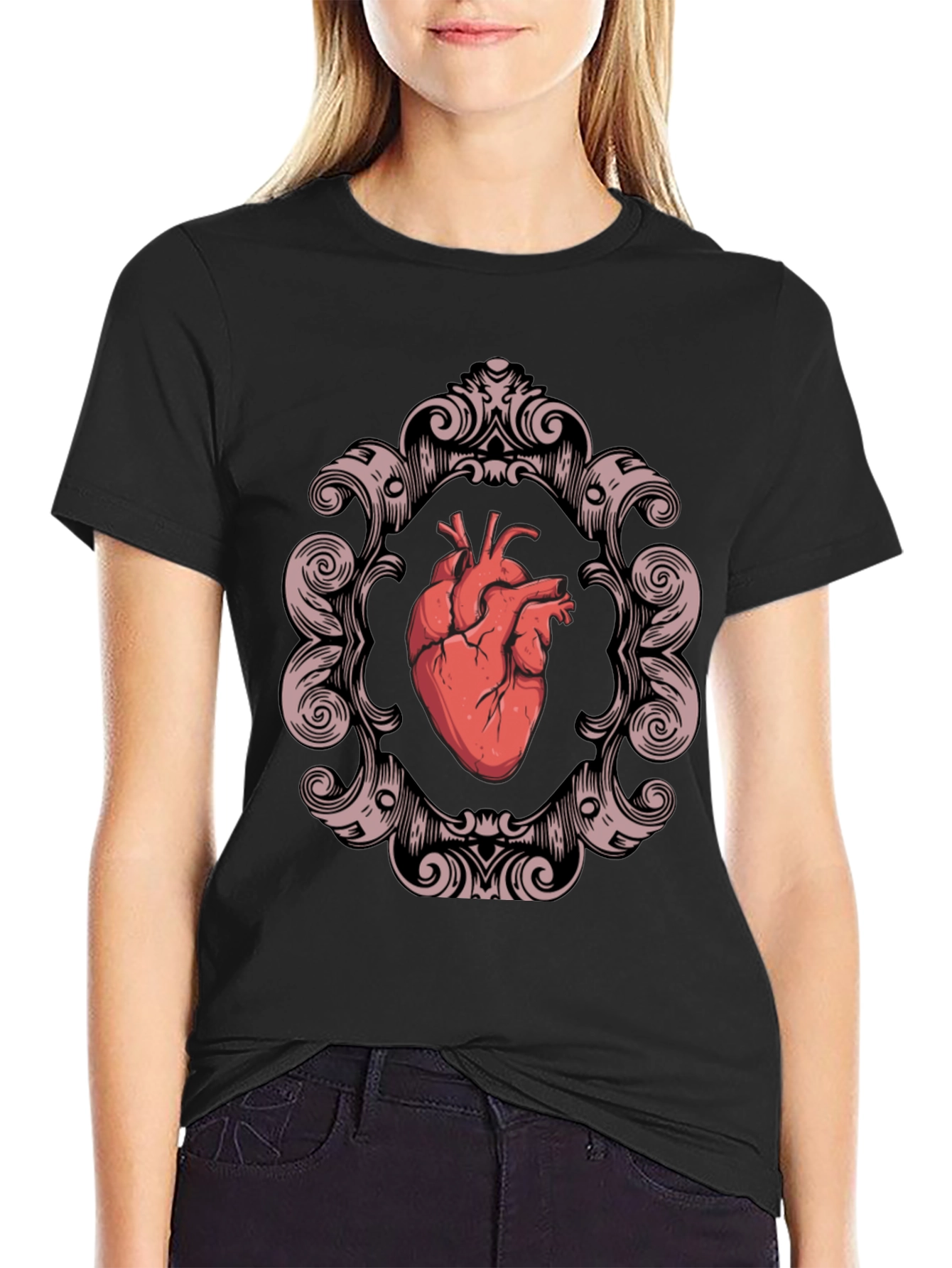 Anatomical Heart in Ornate Frame Graphic Tee