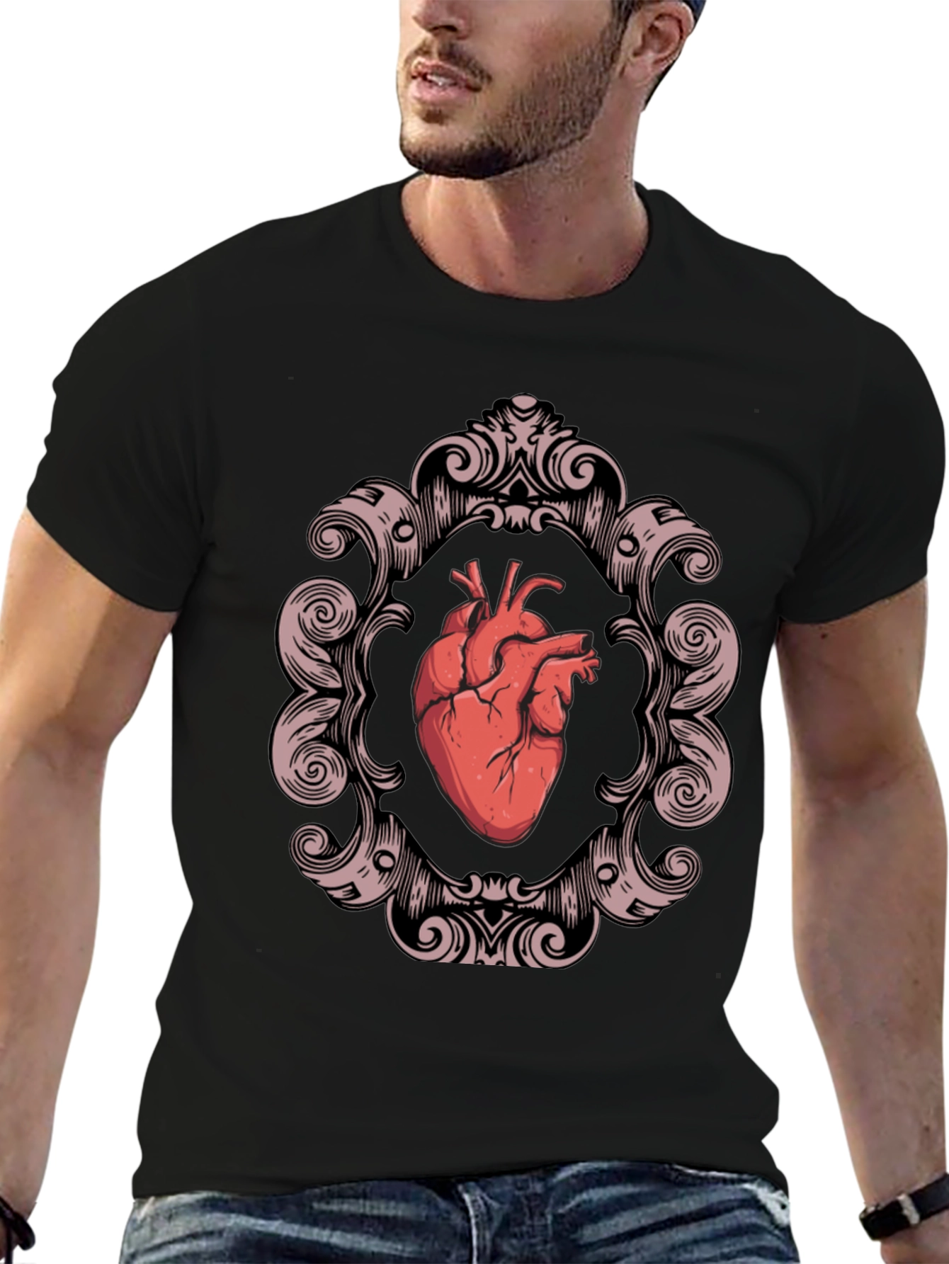 Anatomical Heart in Ornate Frame Graphic Tee