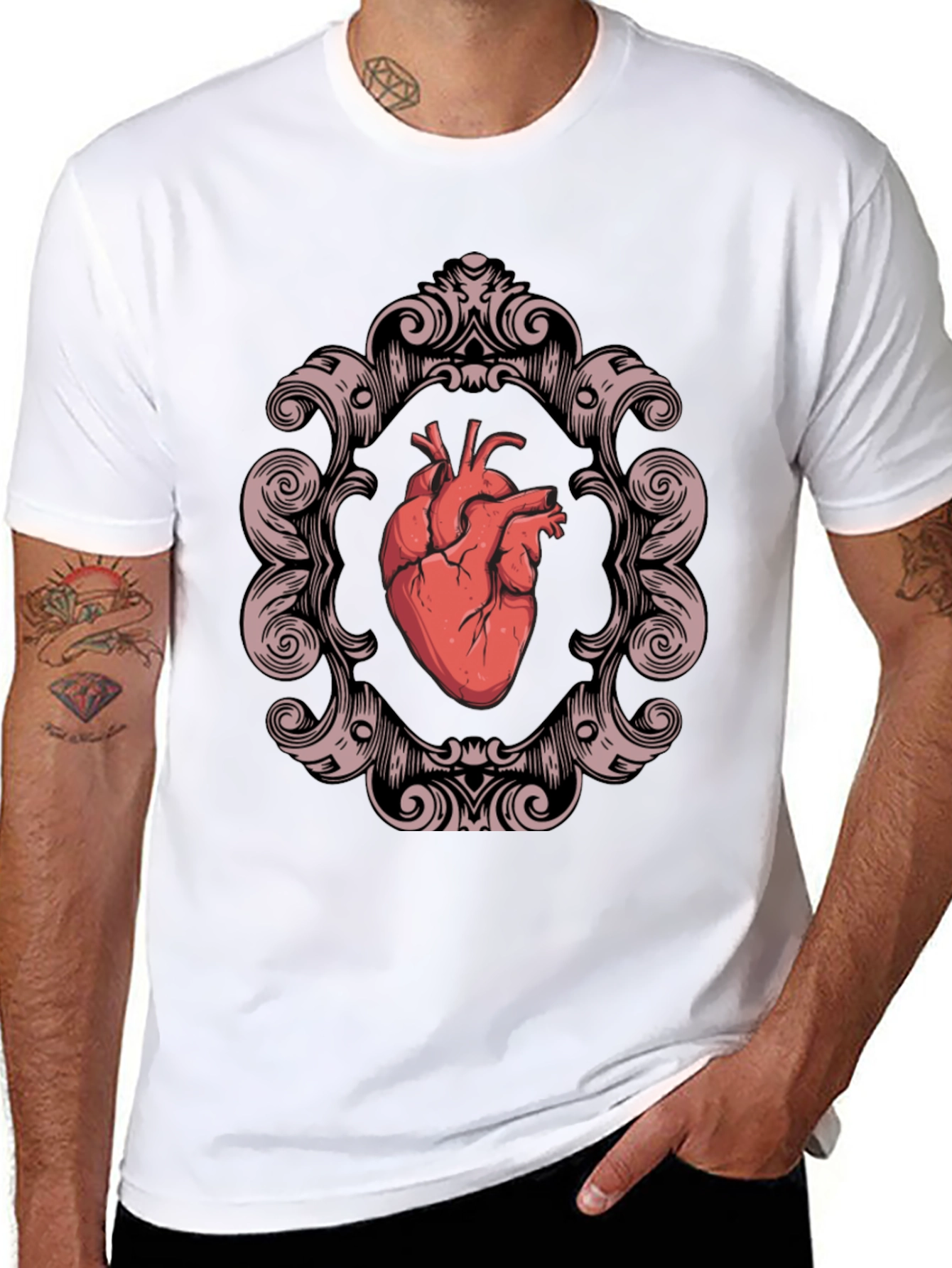 Anatomical Heart in Ornate Frame Graphic Tee