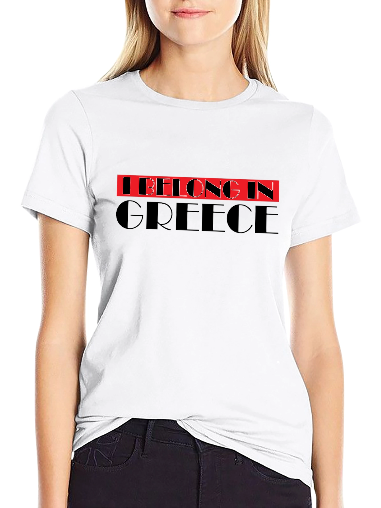 Greece Belonging T-Shirt - Black Crew Neck