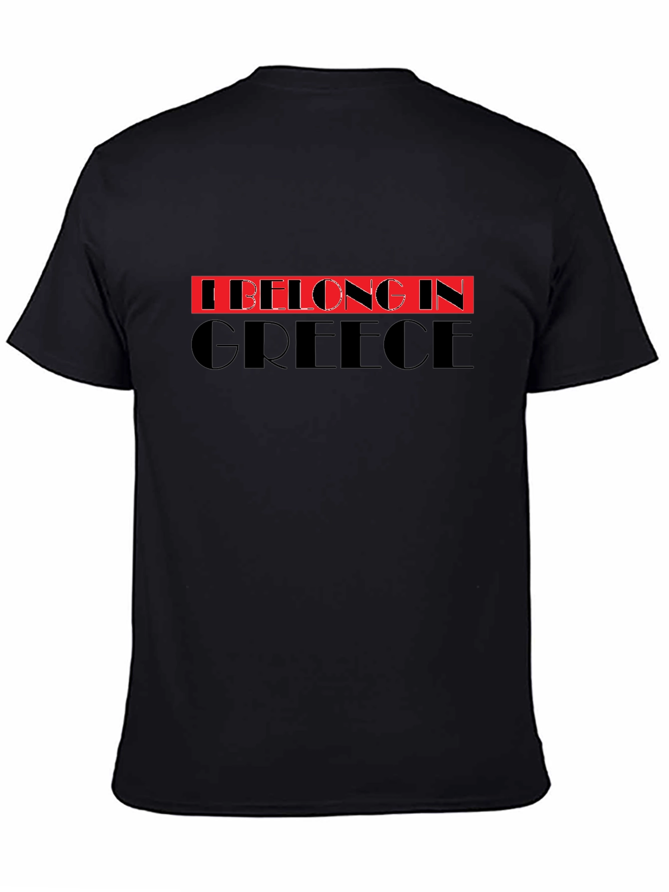 Greece Belonging T-Shirt - Black Crew Neck