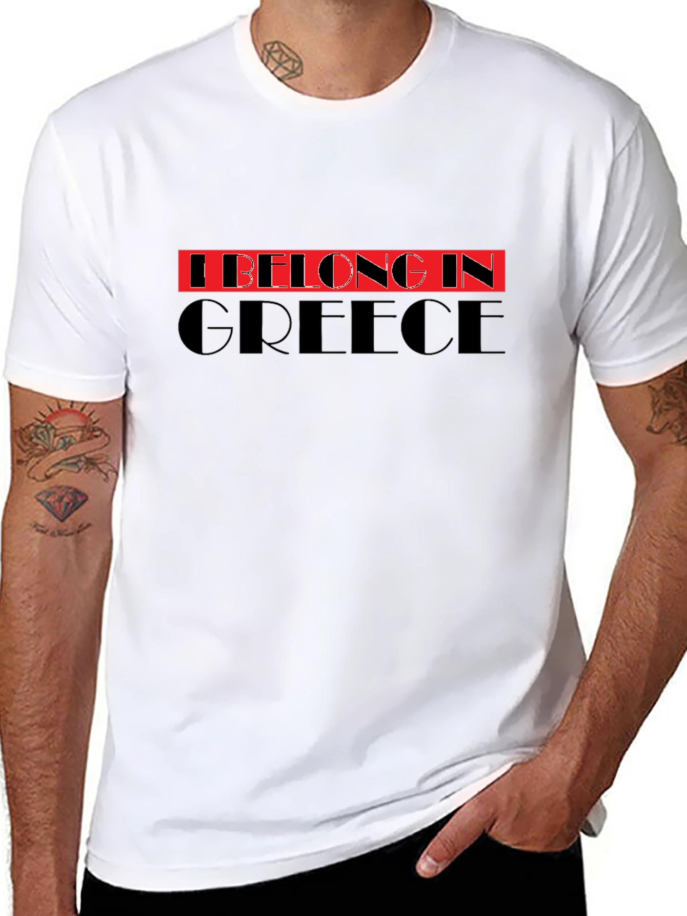 Greece Belonging T-Shirt - Black Crew Neck