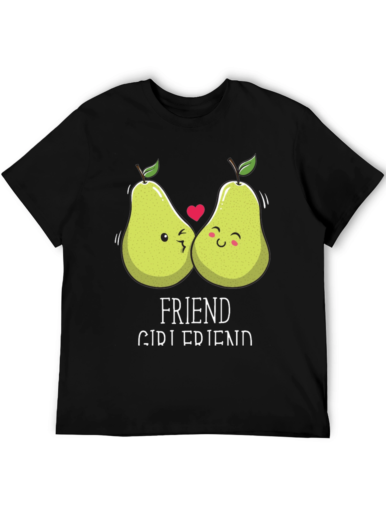 Friend Girlfriend Pear Matching Couple Black T-Shirt