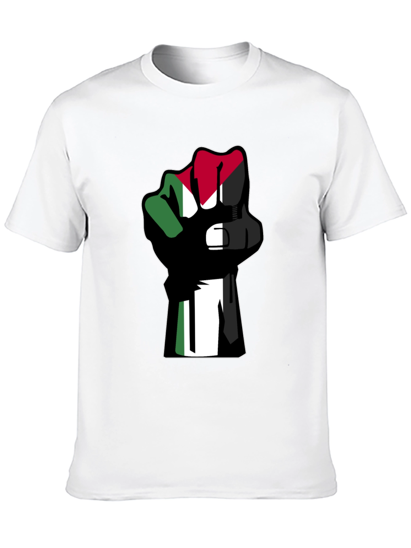 Flag Fist Black T-Shirt - Palestine Solidarity