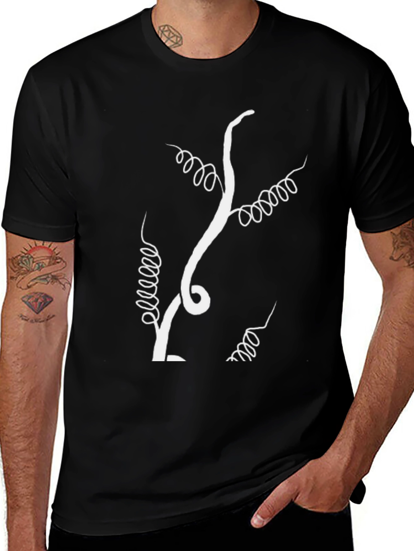 Vine Graphic Black T-Shirt - Unique Design
