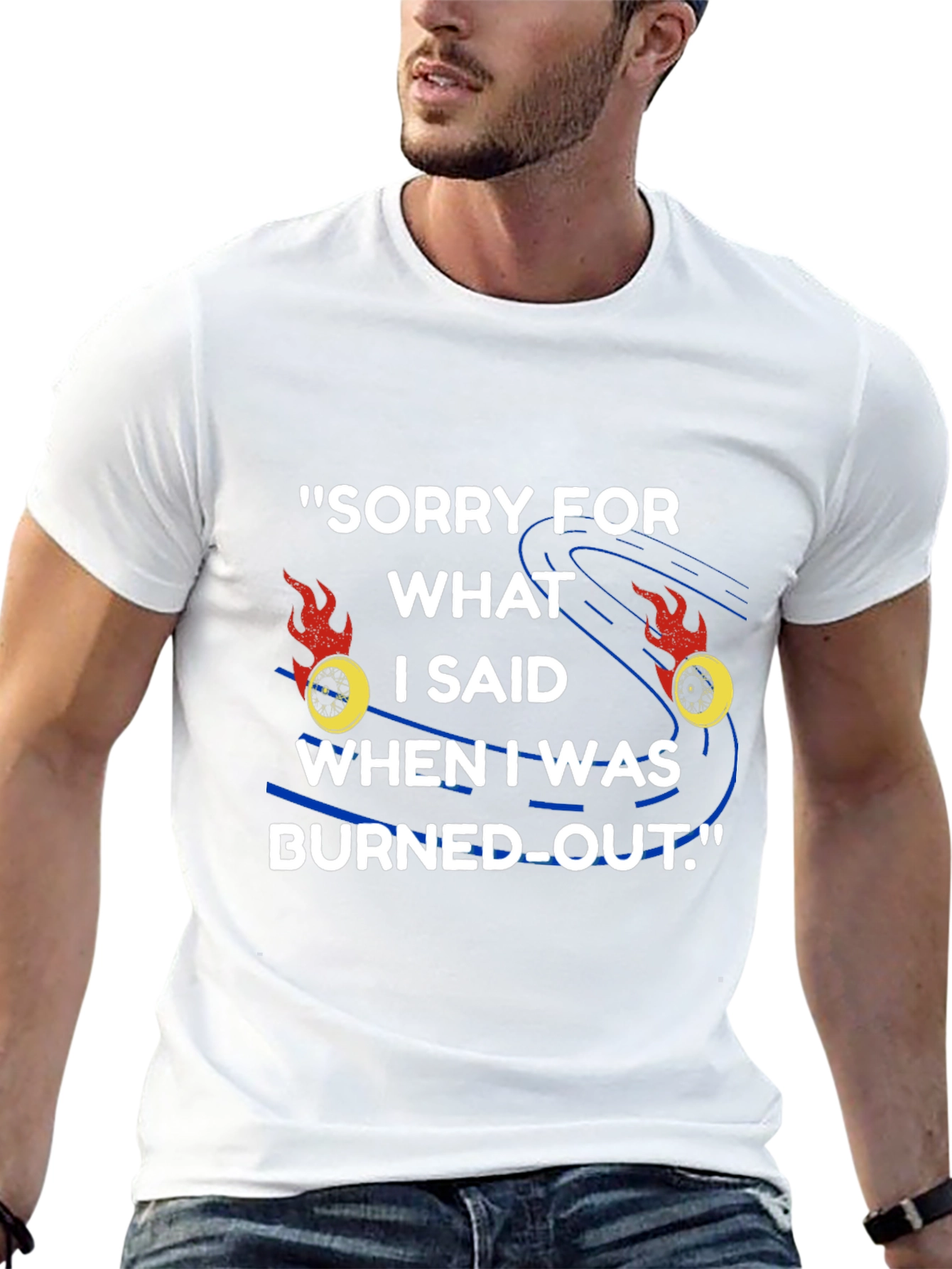 Burned Out Apology Graphic Tee - Black