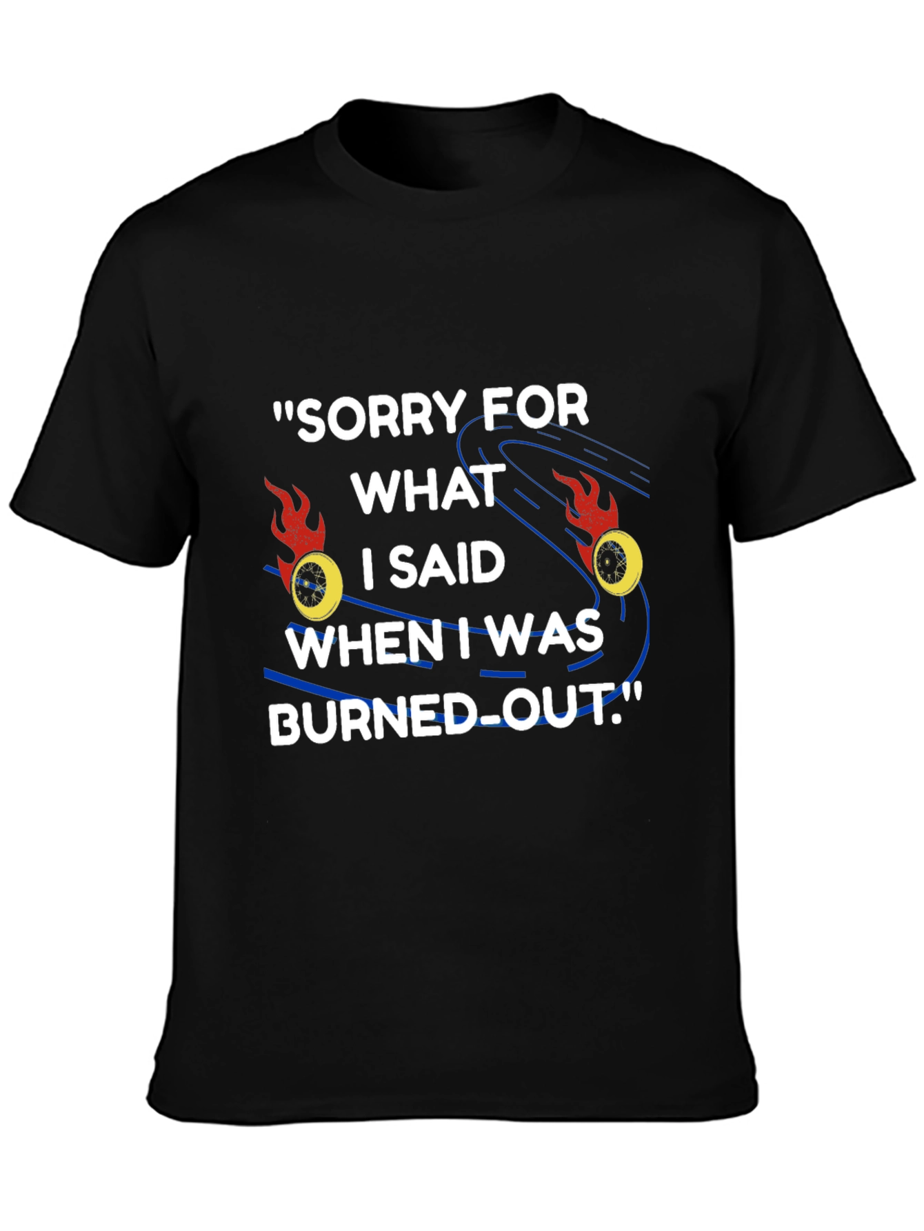 Burned Out Apology Graphic Tee - Black