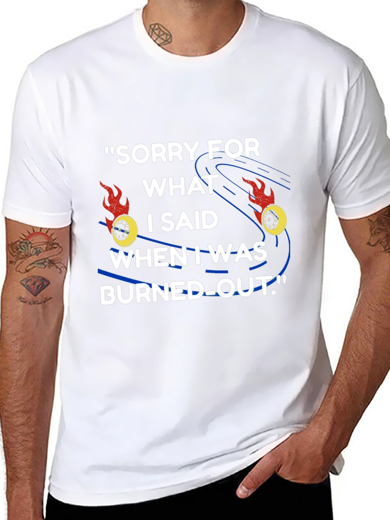 Burned Out Apology Graphic Tee - Black